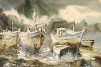Abdul Hayee, 15 x 22 inch, Watercolor on Paper, Seascape Painting, AC-AHY-032